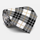Stropdas met zwarte en goudkleurige tartan (Opgerold)