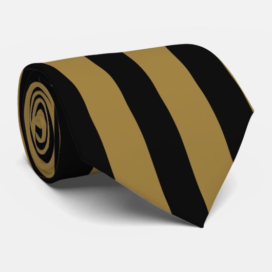 Stropdas met zwarte en goudstreep (Opgerold)