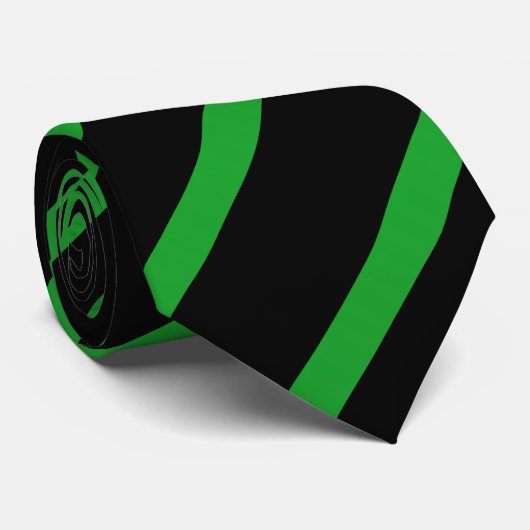 Stropdas met zwarte en groene streep (Opgerold)