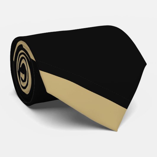 Stropdas met zwarte en oude gouden diagonaal-strep (Opgerold)