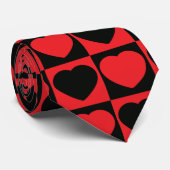 stropdas met zwarte en rode harten (Opgerold)