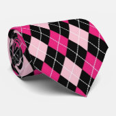 Stropdas met zwarte en roze argyle (Opgerold)