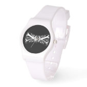 Stropdas met zwarte en witte boog horloge (Hoek)