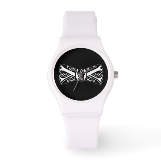 Stropdas met zwarte en witte boog horloge (Voorkant)
