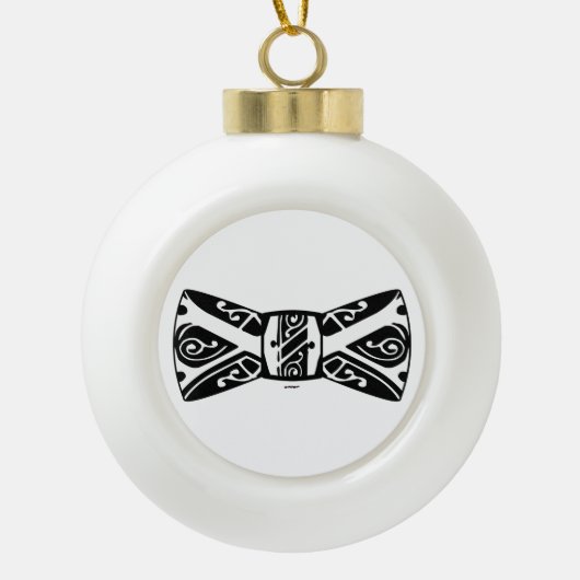 Stropdas met zwarte en witte boog keramische bal ornament (Voorkant)