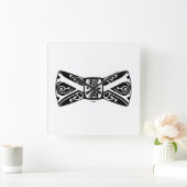 Stropdas met zwarte en witte boog vierkante klok (Huis)