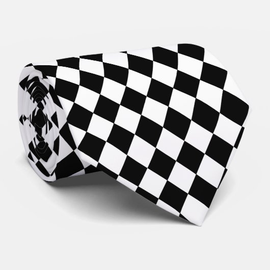 Stropdas met zwarte en witte diamant (Opgerold)