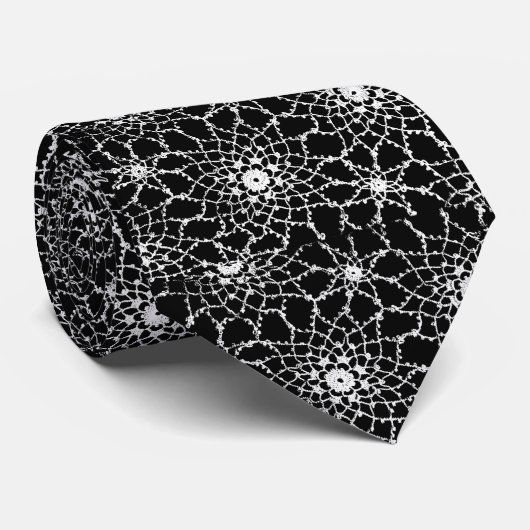 Stropdas met zwarte en witte kant (Opgerold)