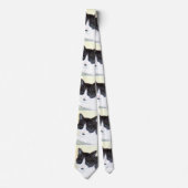 Stropdas met zwarte en witte kat (Voorkant)