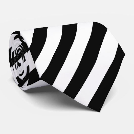 Stropdas met zwarte en witte streep (Opgerold)