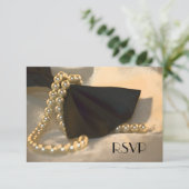 Stropdas met zwarte hengel en witte parelsnoeren R RSVP Kaartje (Staand voorkant)