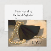 Stropdas met zwarte hengel en witte parelsnoeren R RSVP Kaartje (Voorkant / Achterkant)