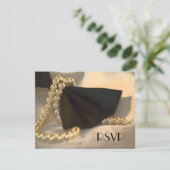 Stropdas met zwarte hengel en witte parelsnoeren R RSVP Kaartje (Staand voorkant)