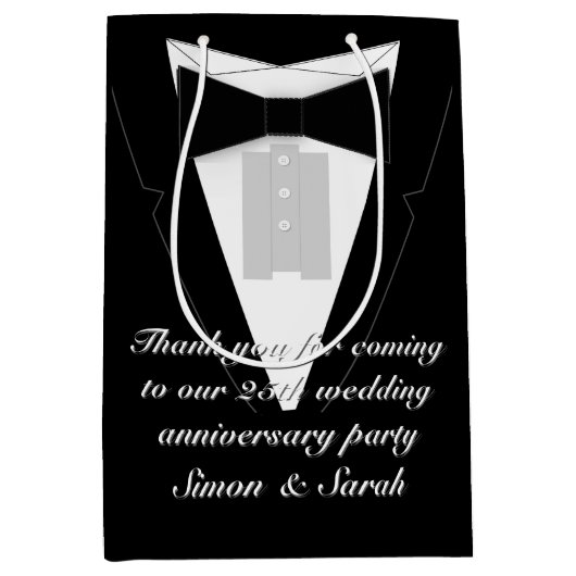 Stropdas met zwarte rand Tuxedo Medium Cadeauzakje (Voorkant)