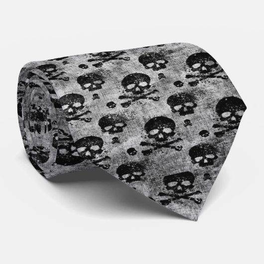 Stropdas met zwarte schedel (Opgerold)