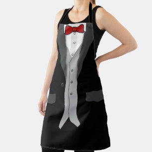 Stropdas met zwarte Tuxedo Red Bow en Vest Schort