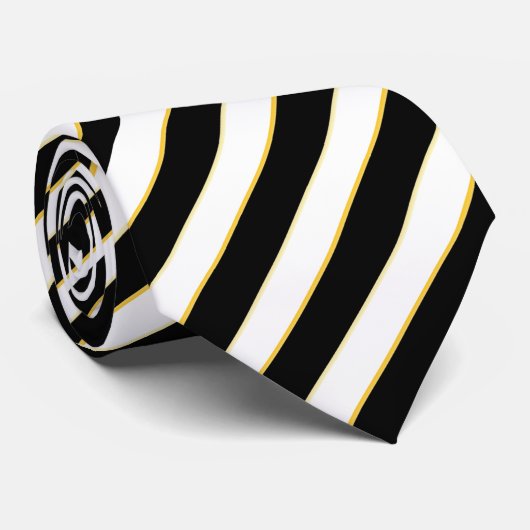 Stropdas met zwarte & witte streping voor bedrijve (Opgerold)