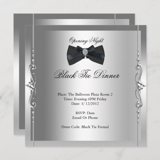 Stropdas Night Black openen Formele Kaart (Voorkant / Achterkant)
