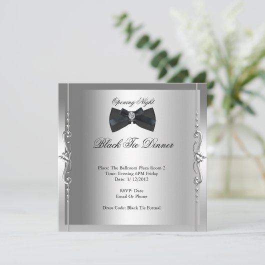 Stropdas Night Black openen Formele Kaart (Staand voorkant)