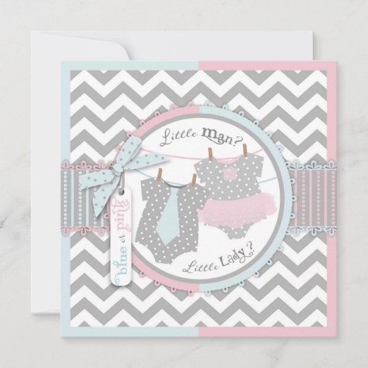 Stropdas of Tutu & Chevron Print Gender onthulling Kaart (Voorkant)