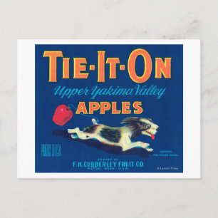 Stropdas op Apple Label (blauw) - Tieton, WA Briefkaart