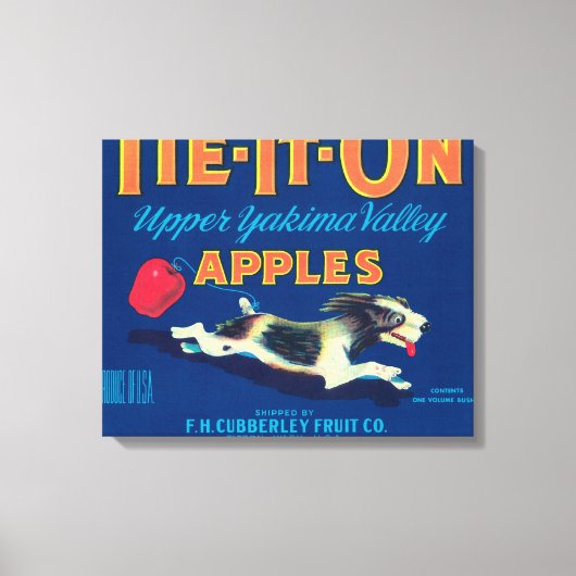 Stropdas op Apple Label (blauw) - Tieton, WA Canvas Afdruk (Voorkant)