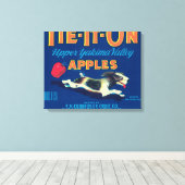 Stropdas op Apple Label (blauw) - Tieton, WA Canvas Afdruk (Insitu (Houten vloer))