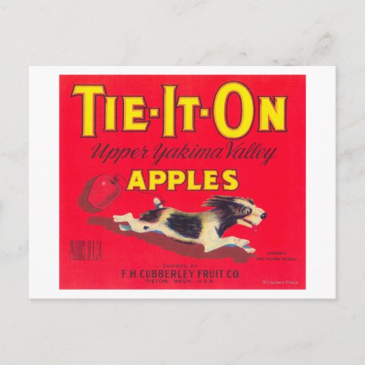 Stropdas op Apple Label (rood) - Tieton, WA Briefkaart (Voorkant)