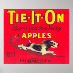 Stropdas op Apple Label (rood) - Tieton, WA Poster