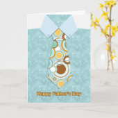 Stropdas op blauw marmer Shirt, Vaderdag Kaart (Gele Bloem)