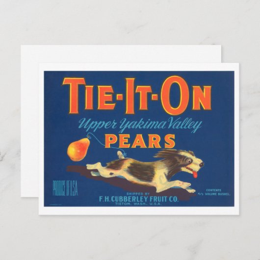 Stropdas op het etiket van peren  fruitkratten briefkaart (Voorkant / Achterkant)