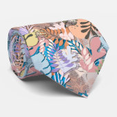 Stropdas: Organische bladeren (blauw) Stropdas (Opgerold)