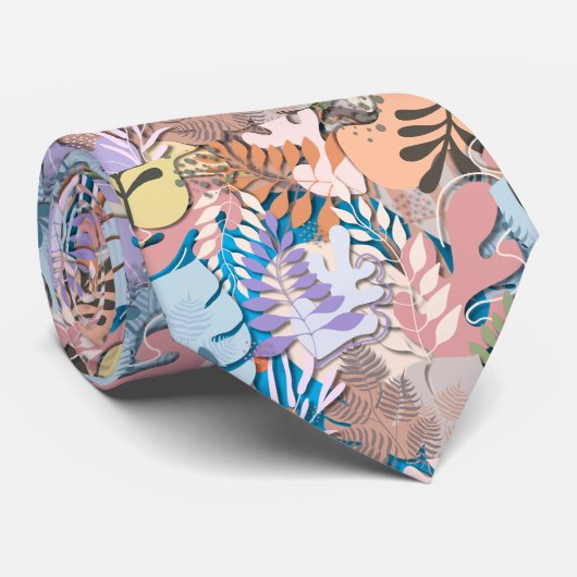 Stropdas: Organische bladeren (blauw) Stropdas (Opgerold)