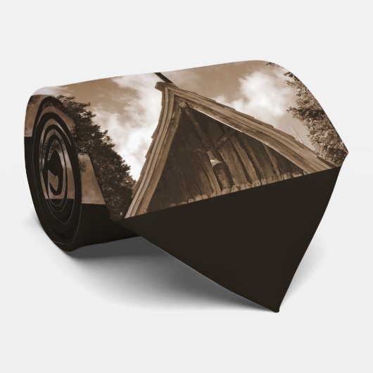 Stropdas, oude landskerk, Sepia Triple Herhalen Stropdas (Opgerold)