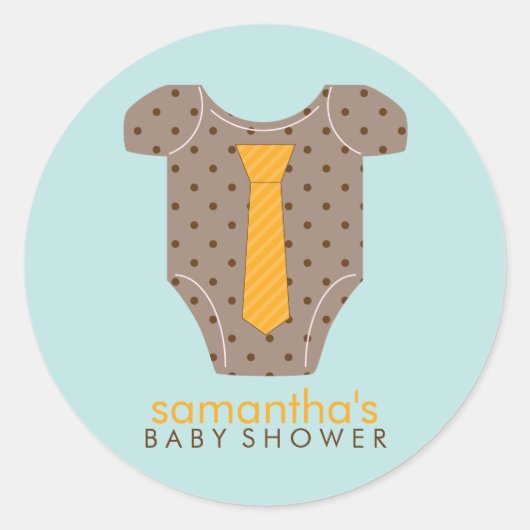 Stropdas Outfit Boy Baby shower Ronde Sticker (Voorkant)