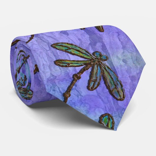 Stropdas Paarse blauwe dragonfly (Opgerold)