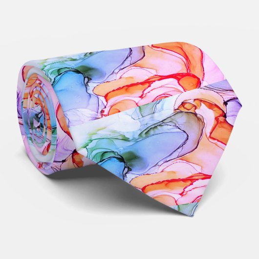 Stropdas perziken en blauwe waterverf (Opgerold)