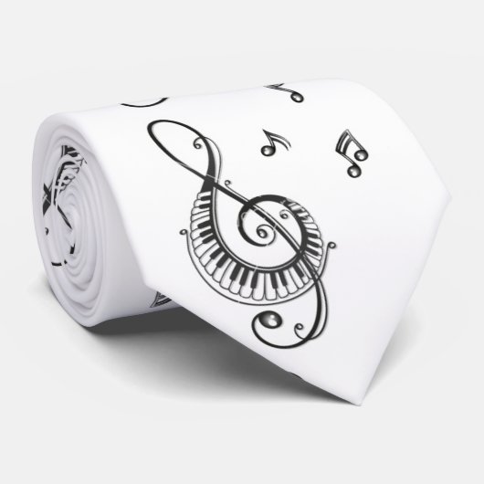 stropdas "PIANO MUISCAL NOTES GALORE" (Opgerold)