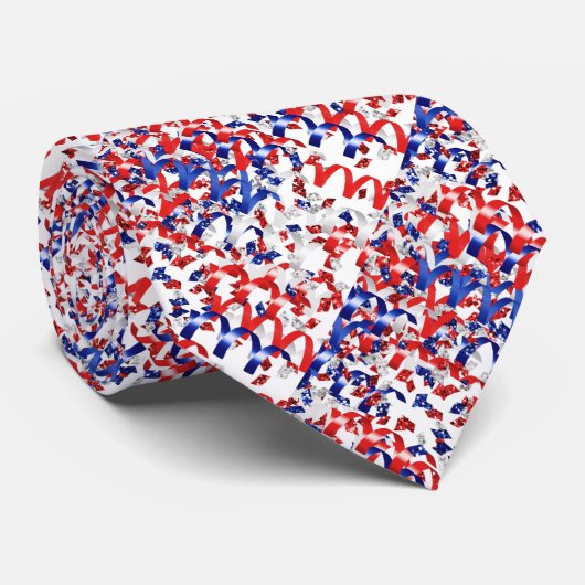 STROPDAS RODE WITTE BLAUWE CELEBRATIE (Opgerold)