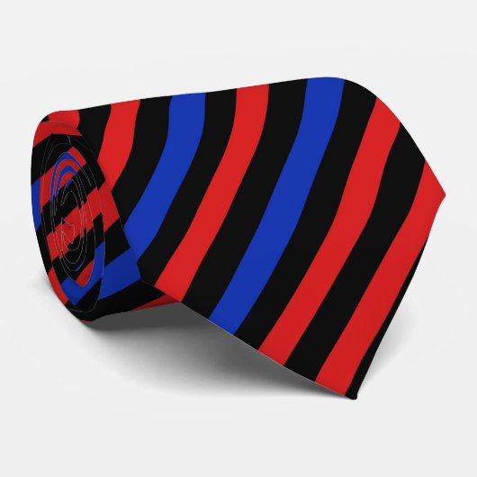 Stropdas Rode, zwarte en blauwe strepen (Opgerold)