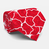 Stropdas rood wit rozen stijlvol flessenpatroon (Opgerold)