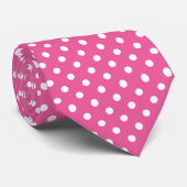 Stropdas roze en witte polka stippen (Opgerold)