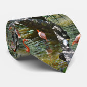 Stropdas roze flamingos (Opgerold)