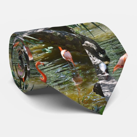 Stropdas roze flamingos (Opgerold)