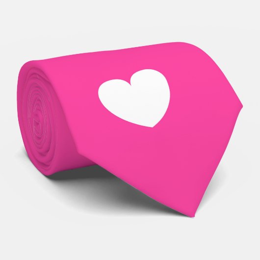 Stropdas roze met wit hart (Opgerold)