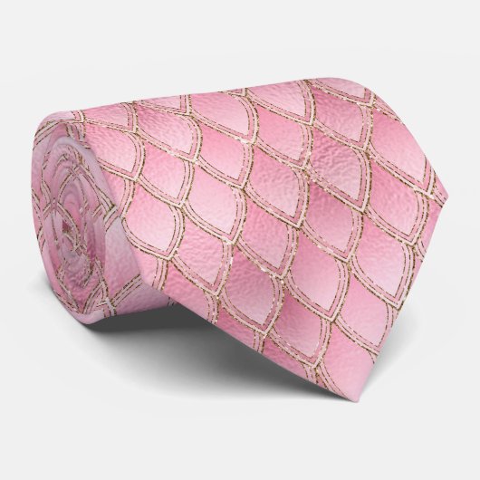 Stropdas Roze ombre Dragon Scales Effect (Opgerold)