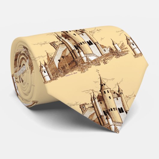 Stropdas - Sepia Castle (Opgerold)