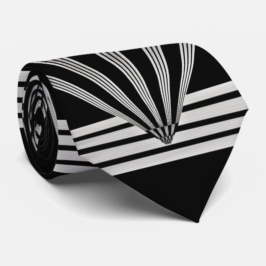 Stropdas Silver Black Art Deco (Opgerold)