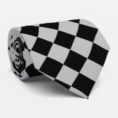 Stropdas sport vlag zwart en grijs cheque (Opgerold)