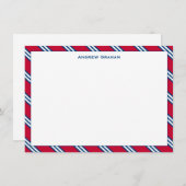 Stropdas Stripe Red en Navy Note Card Notitiekaartje (Voorkant / Achterkant)